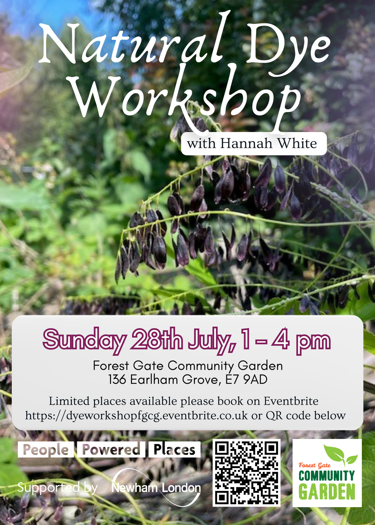 natural Dye Workshop july 28th Flyer
