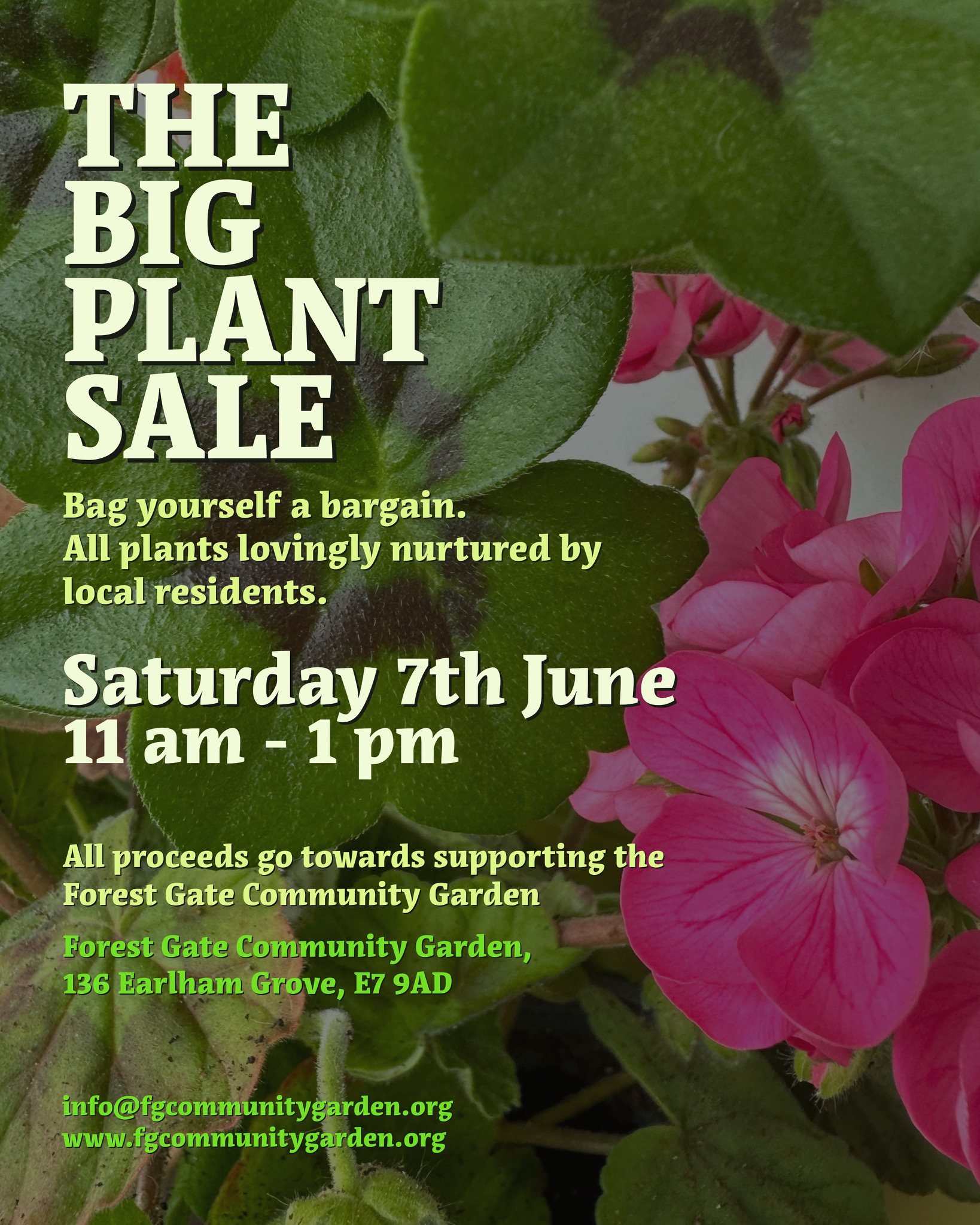 sale for plant sale in the garden on June 7th at 11am
