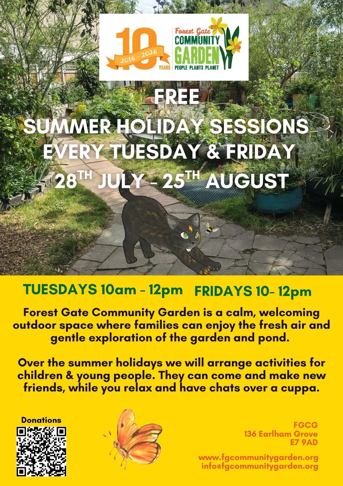 holiday sessions in the garden on Tuesdays and Fridays from 10am - 12 pm